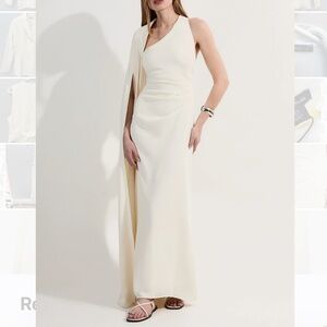 BRAND NEW Karen Millen Ivory Tailored Cape Sleeve Maxi Dress in Size 6